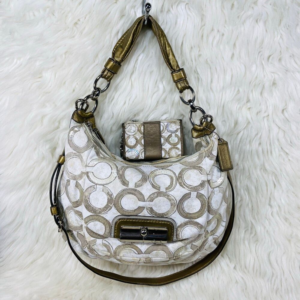 Coach Kristin Sequin Hobo Bag with Wallet